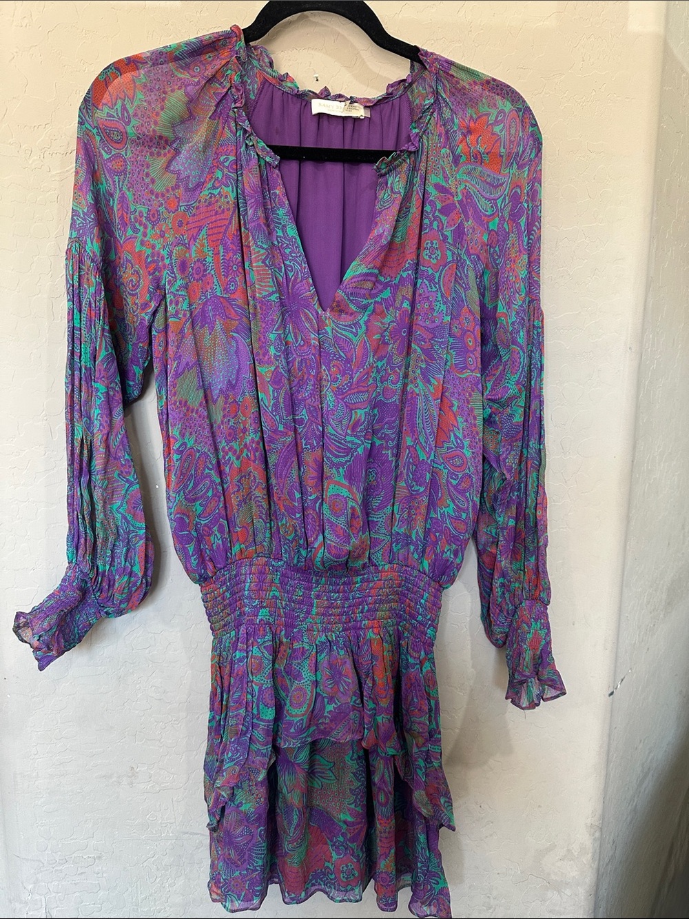 Ramy Brook Purple Mixed-Print Mini Dress